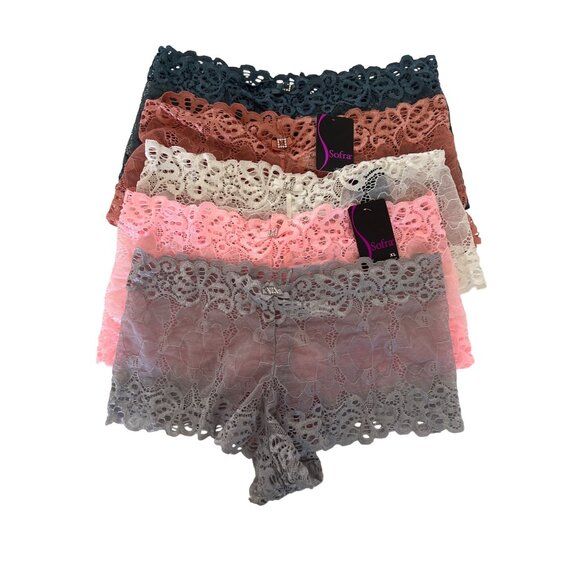 Sofra Lace Boyshort Panties Bundle of 5 - Picture 1 of 6
